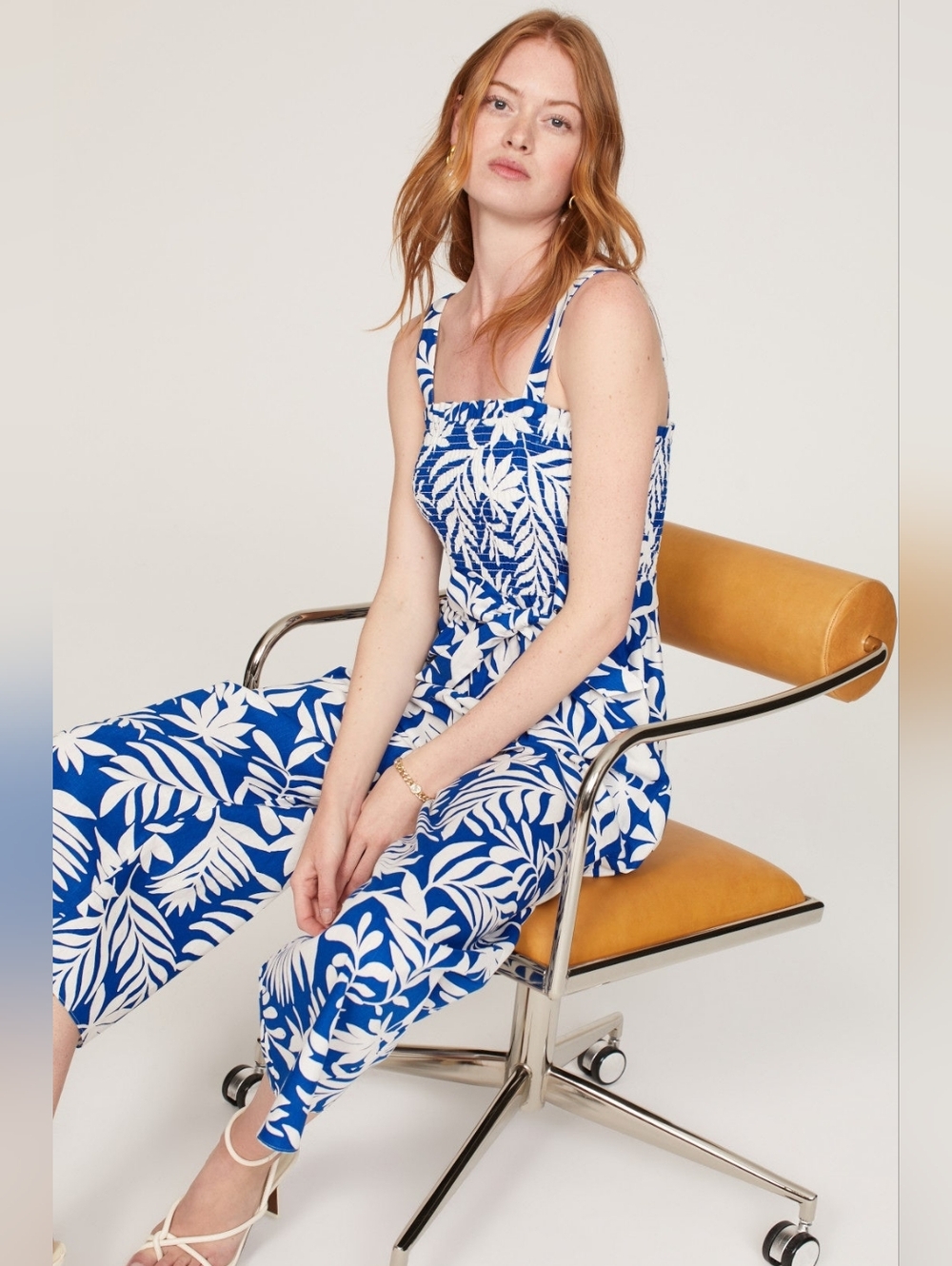 Kate Spade Tropical Foliage Smocked Jumpsuit - Picture 8 of 8